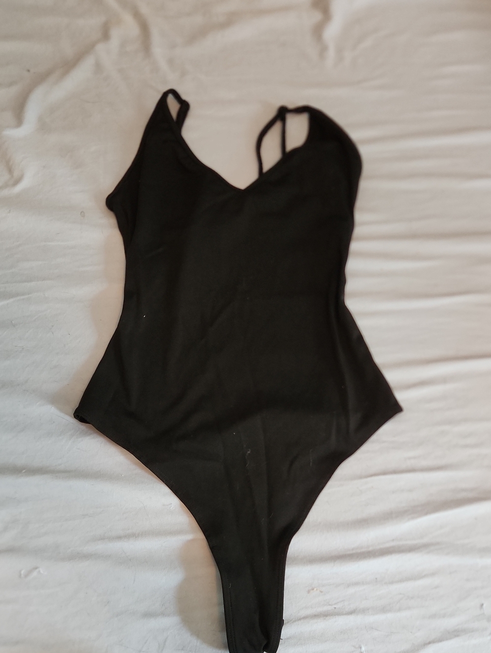 Garage Black V-Neck Bodysuit with Thin Straps